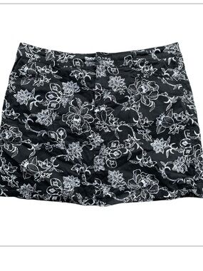 Croft & Barrow Black Floral Mini Skort  plus size 18 Fall chic